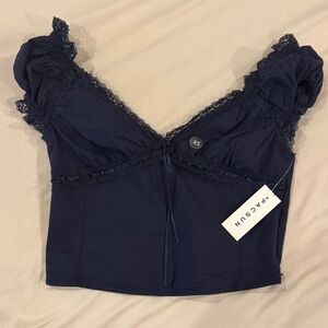 PacSun Midnight Blue Lace Detail Top